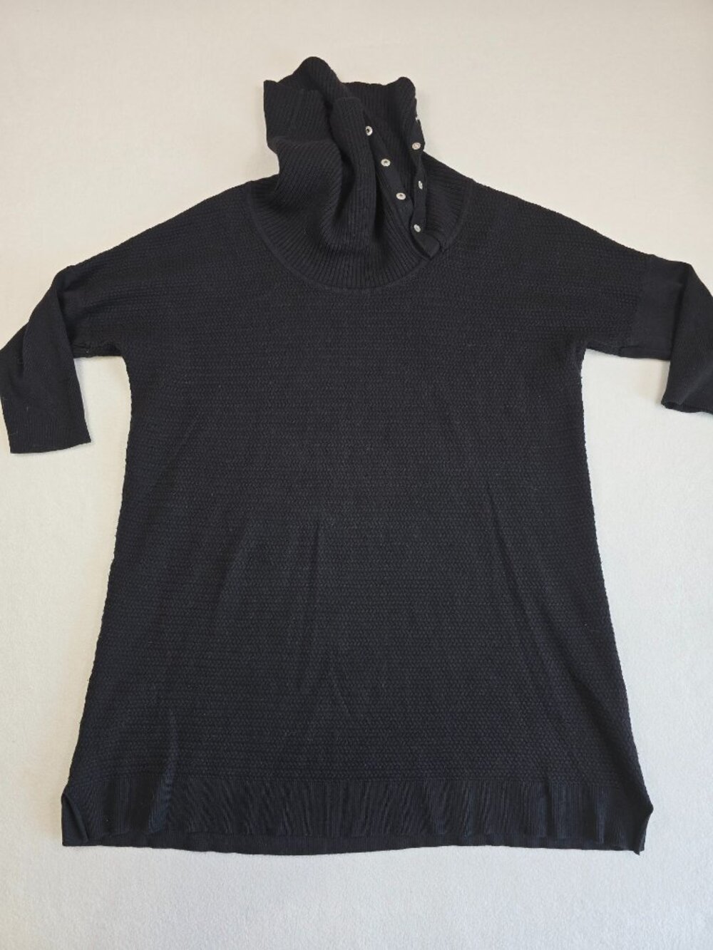 White House Black Market Medium Black Tunic Sweater Dress Wool Blend Dolman
